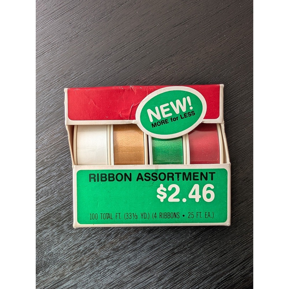 Vintage‎ Hallmark Holiday Ribbon Assortment 100ft Self Stick Holiday Christmas